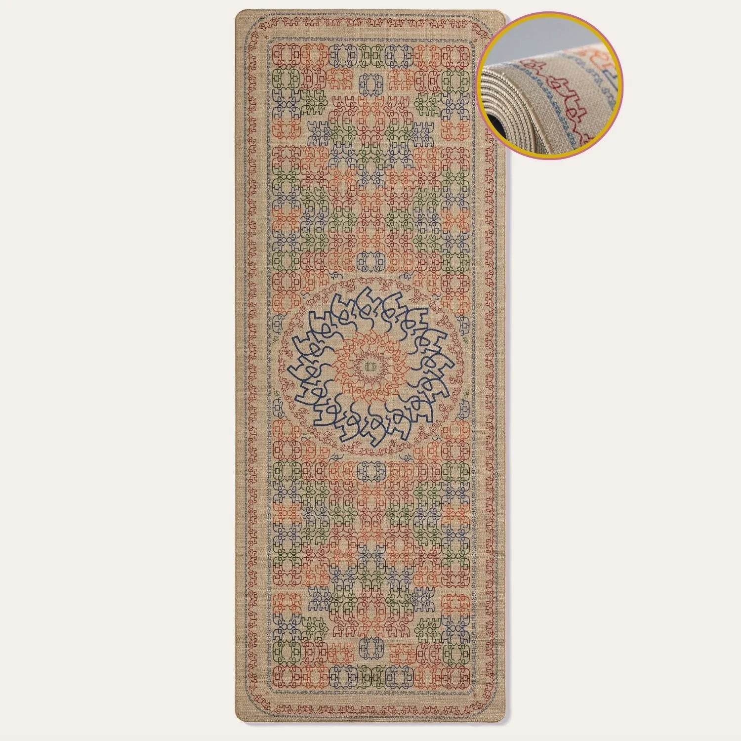 Dancing Elephant yoga mat by Hamsa, made from natural rubber and jute – sustainable, non-slip, and eco-friendly, perfect for Ashtanga.