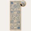 Hamsa Eco Blue Jasmine yoga mat made from natural materials - non-slip, biodegradable, with blue floral patterns on jute for meditation, vinyasa and creative yoga flows.